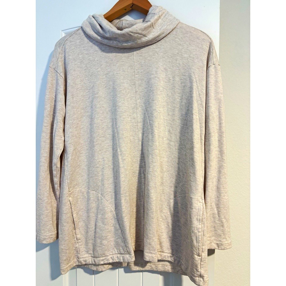 Pure Jill Beige Cowl Neck Sweatshirt M pockets classiccore cozy minimalist